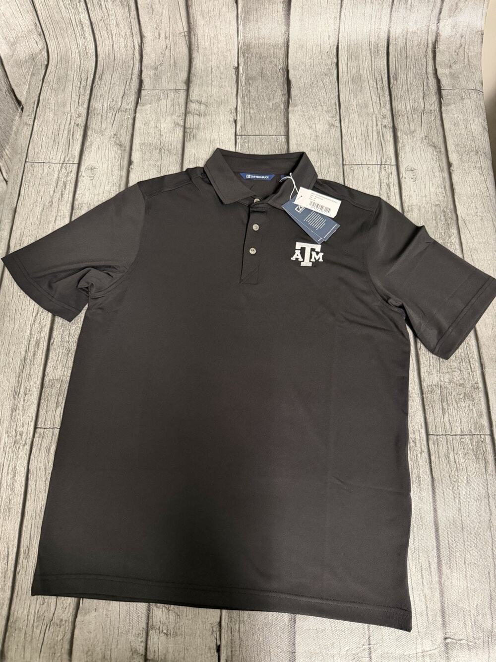 NWT Men’s Cutter & Buck Texas A&M Aggies Virtue Pique Polo Shirt Medium Black